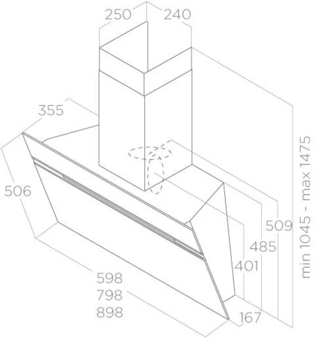 Elica Angled Hood ASC-LED-60-BLK - Black - Image 4