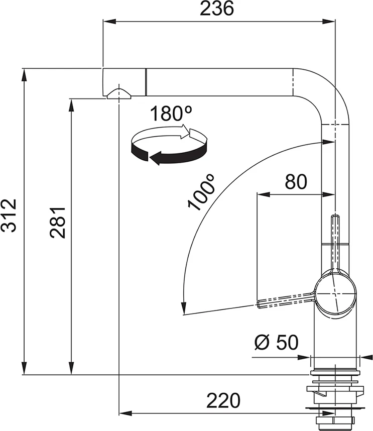Franke Tap ACTIVE-L-SWIVEL - Matt Black - Image 3